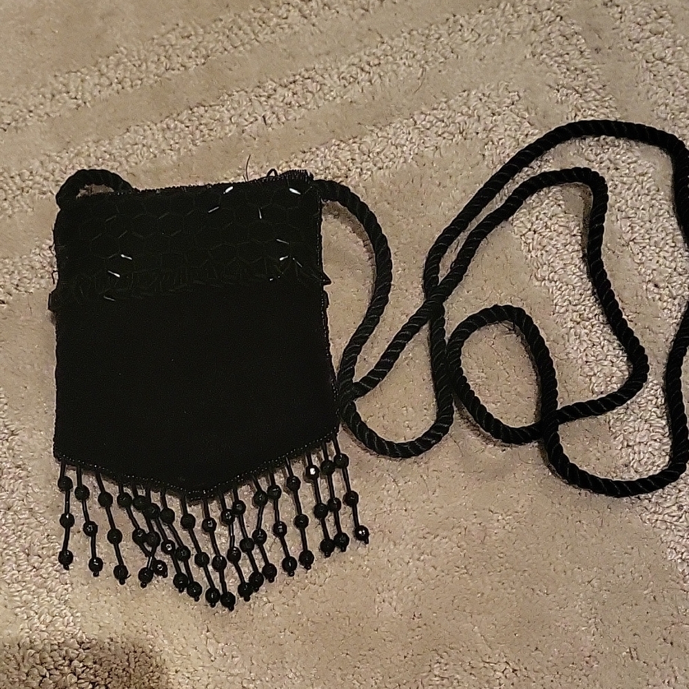Elegant Black Beaded Women's Bag